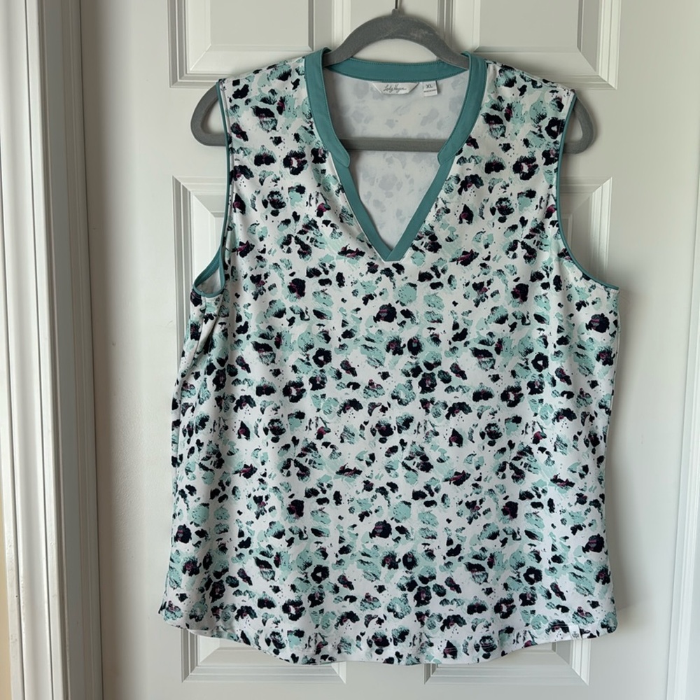 Lady Hagen Sleeveless Golf Polo - XL - Green White Navy